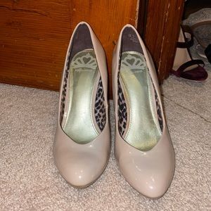 Nude closed toe heels